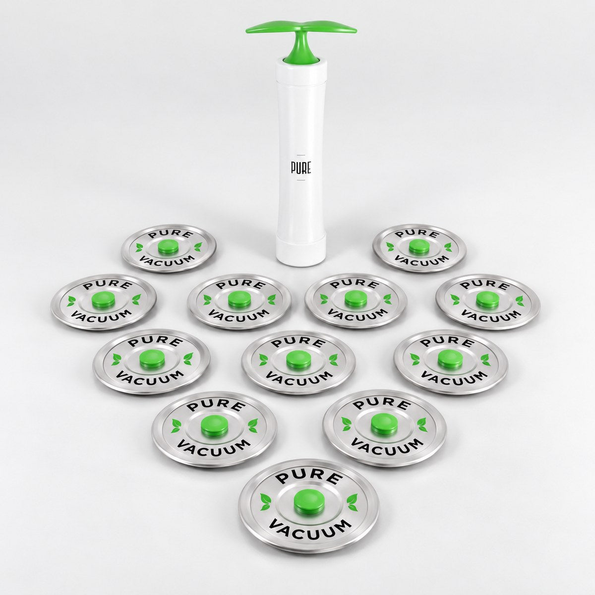 The MVP pump with 12 valved stainless steel lids