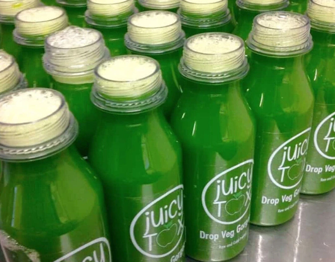 Bottles of juice from Rob Alexander's UK juice business, Juicytox