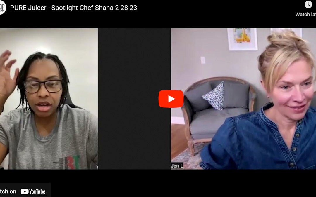 Video call screenshot of Chef Shana McPherson and PURE's Jen Longtin during the interview