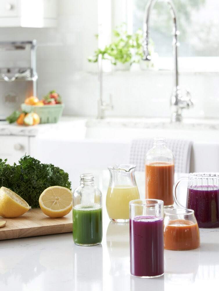 A colorful lineup of fresh juices
