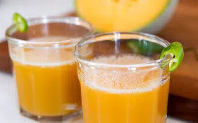 Glasses of fresh melon juice
