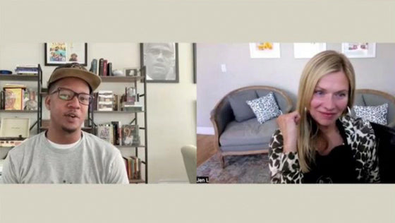Quentin Vennie and Jen on a video call during the interview